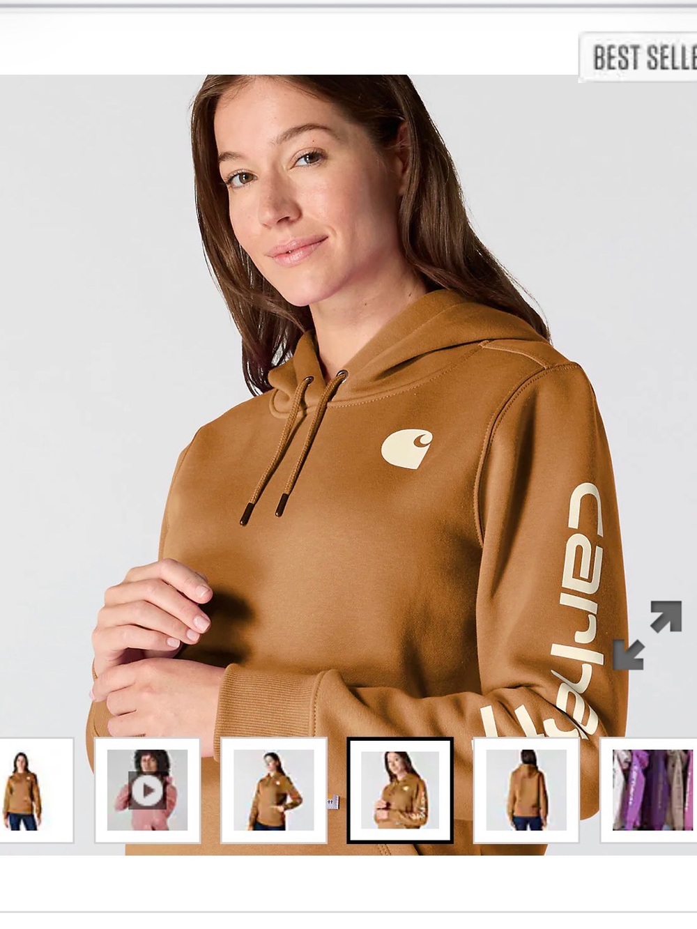 Carhartt Women’s Clarksburg Hoodie Large Brown Relaxed Fit Logo Sleeve NWT 10279 - Picture 10 of 10